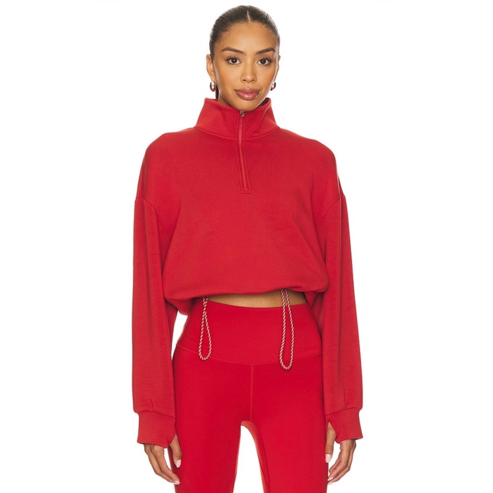 Varley Sian Cropped Half Zip Midlayer Womens Pullover Red XS Athleisure